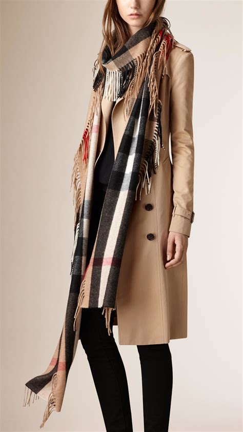 burberry scarf check long|burberry check scarf wool fringe.